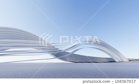 futuristic architecture in the form of waves layered layers. 3D illustration render futuristic architecture in the form of waves layered layers. 3D illustration render 108367017