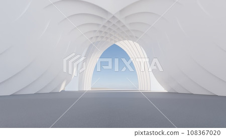 futuristic architecture in the form of waves layered layers. 3D illustration render 108367020