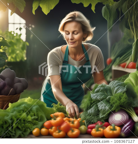 Skilled woman engaged in seasonal gardening Skilled woman engaged in seasonal gardening 108367127