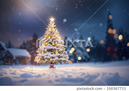 Blur Christmas Tree Snow Christmas Background Blur Christmas Tree Snow Christmas Background 108367731