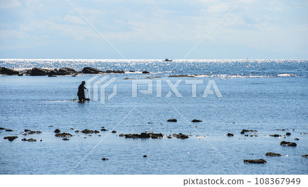 釣魚男鹿半島宇之崎海岸低潮秋田縣 108367949