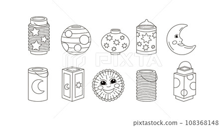 Set of diverse lantern for saint martin day.Laternenumzug tradition in europe Set of diverse lantern for saint martin day.Laternenumzug tradition in europe 108368148