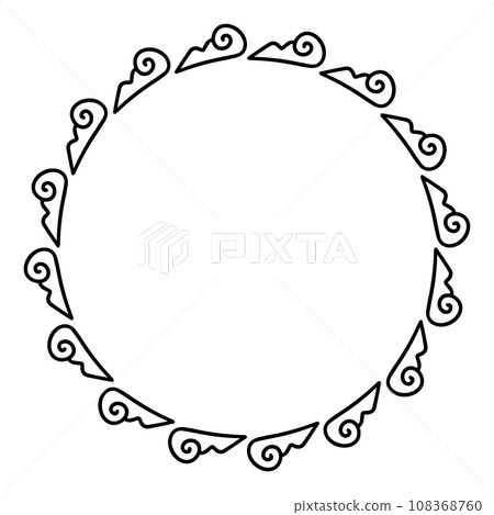 Hand drawn cloud enclosure frame, circular, Chinese style 108368760