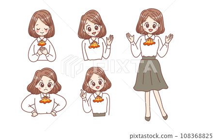 Various facial expressions of women in autumn uniform style Various facial expressions of women in autumn uniform style 108368825