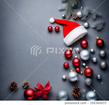 Christmas Hat on Gray Background Christmas Hat on Gray Background 108368835