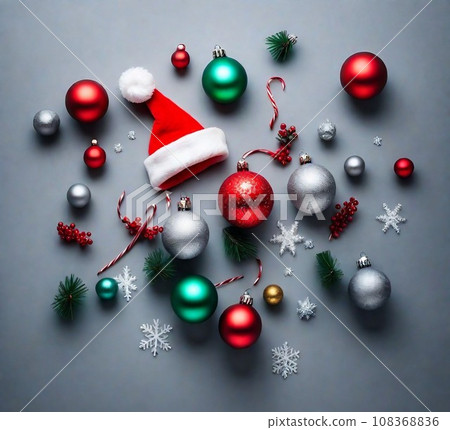 Christmas Hat on Gray Background 108368836