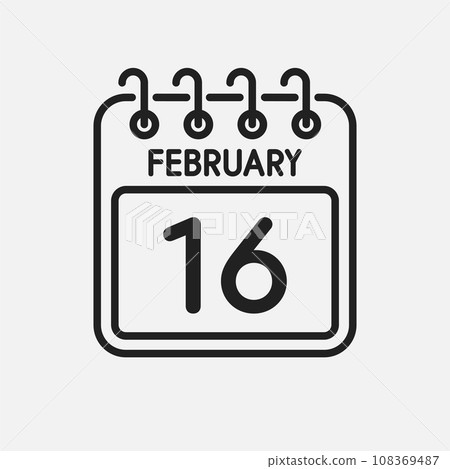 Icon page calendar day - 16 February 108369487