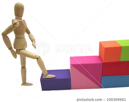 Drawing doll climbing the stairs 108369982