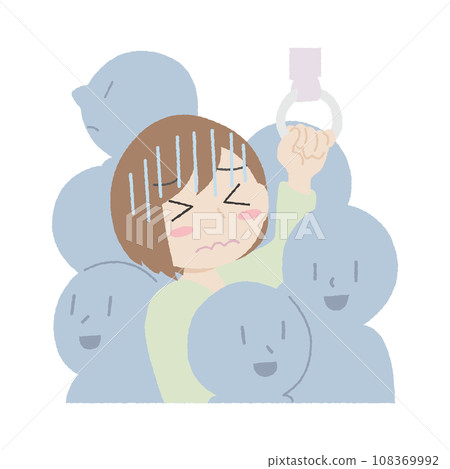 Hand-drawn style woman who doesn't like crowds Hand-drawn style woman who doesn't like crowds 108369992