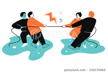 Rope pulling - colorful flat design style illustration Rope pulling - colorful flat design style illustration 108370068