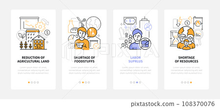 Resources and personnel - line design style banners set 108370076