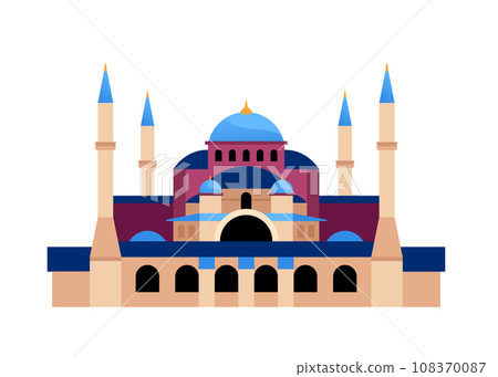Hagia Sophia Grand Mosque - modern flat design style single isolated image 108370087