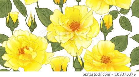 floral pattern with yellow roses for surface design, as well as packaging and textile 108370379