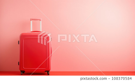 Travel red suitcase on red background 108370584