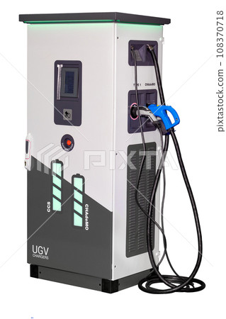 Fast charging station for electric cars. Isolated on a white background. Fast charging station for electric cars. Isolated on a white background. 108370718