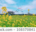 油菜花田和鯉魚旗景觀 108370841