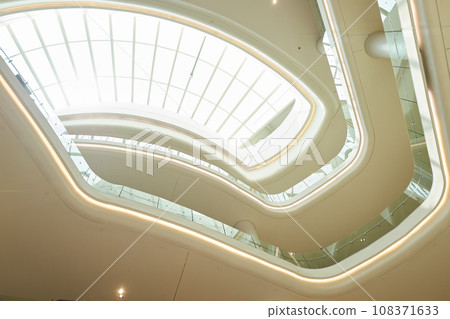 View of Architectural details with futuristic ceiling with lighting View of Architectural details with futuristic ceiling with lighting 108371633