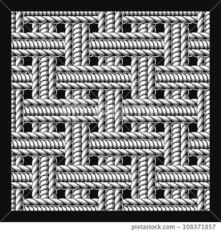 Set of seamless patterns with loose interwoven ropes. Mat, rug with traditional twill weave with three cords. Vintage style. Not AI Set of seamless patterns with loose interwoven ropes. Mat, rug with traditional twill weave with three cords. Vintage style. Not AI 108371857