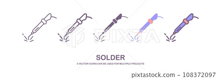 soldering icon vector line style. tool icon outline. isolated on white background. solder icon illustration vector isolated on white background. 108372097