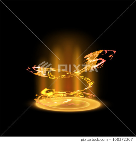 Glowing circle with swirl light game effect. 108372307