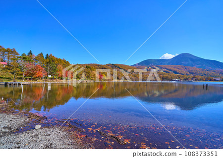 秋天從長野縣蓼科町女神湖眺望蓼科山 秋天從長野縣蓼科町女神湖眺望蓼科山 108373351
