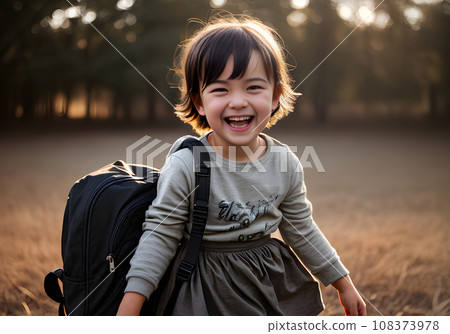 Laughing child medium waist maximum detail cinematic 108373978