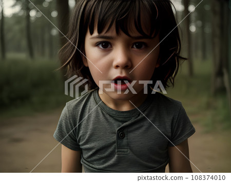 Scared child medium waist: maximum detail cinematic. 108374010