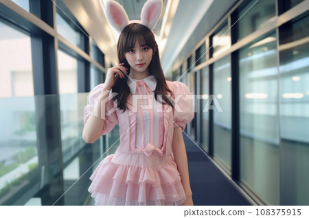 一個穿著戲服在遊樂園裡的女孩 108375915