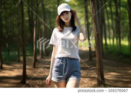 在大自然中散步的女人 在大自然中散步的女人 108376067