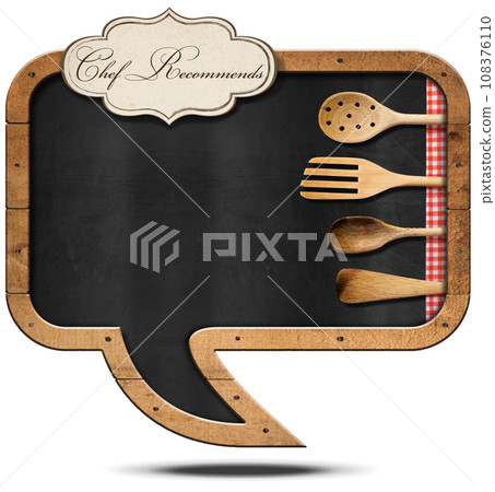 Blackboard Speech Bubble Shaped with Text Chef Recommends Blackboard Speech Bubble Shaped with Text Chef Recommends 108376110