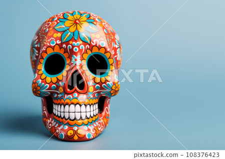 Bright creative skull sugar loaf is made in Mexican traditions. Bright creative skull sugar loaf is made in Mexican traditions. 108376423