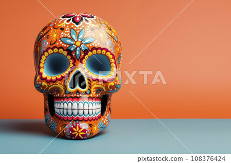 Bright creative skull sugar loaf is made in Mexican traditions. Bright creative skull sugar loaf is made in Mexican traditions. 108376424