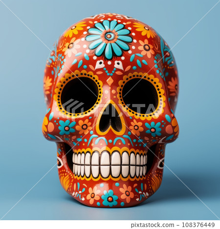 The bright sugarloaf skull is made in Mexican traditions. 108376449