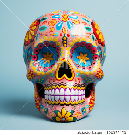 The bright sugarloaf skull is made in Mexican traditions. The bright sugarloaf skull is made in Mexican traditions. 108376450