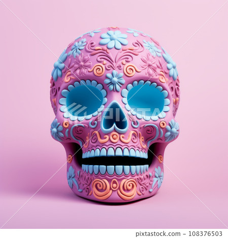 The bright sugarloaf skull is made in Mexican traditions. 108376503