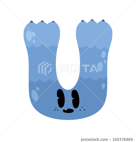 cute cartoon monster alphabet funny colorful doodle crazy groovy retro 90s letter font character illustration 108376869