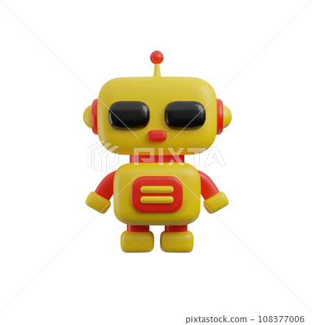 Chatbot robot icon in realistic 3D style, artificial intelligence, communication machine, vector children's toy render 108377006