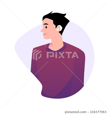 Male character with hearing aid, simple flat cartoon vector on white 108377063