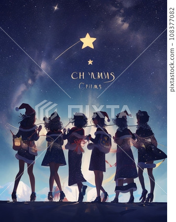 Christmas illustration Santa costume cosplay beauty Xmas illumination Christmas illustration Santa costume cosplay beauty Xmas illumination 108377082