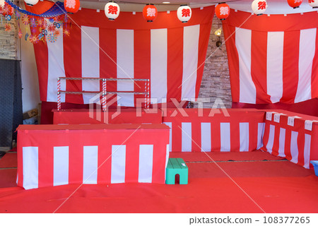 Festival red and white curtain 108377265