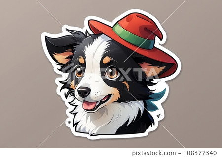 cute border collie with hat cute border collie with hat 108377340