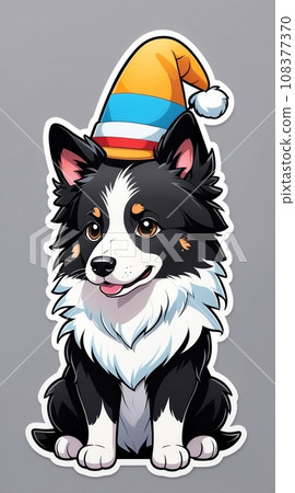 cute border collie with hat cute border collie with hat 108377370