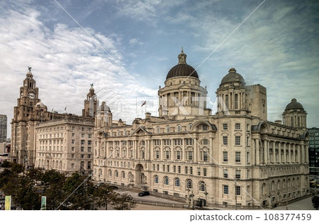 Three Graces - Architecture building design of buildings on Liverpool's waterfront. Three Graces - Architecture building design of buildings on Liverpool's waterfront. 108377459