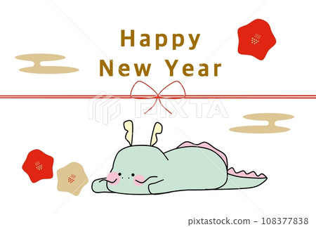 龍年可愛龍的插圖,新年卡片材料 龍年可愛龍的插圖,新年卡片材料 108377838