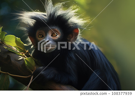Image of colobus monkey on the tree in natural jungle. Wildlife Animals. 108377939