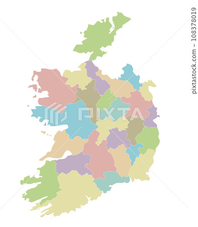 Vector blank map of Ireland with counties and administrative divisions. Editable and clearly labeled layers. Vector blank map of Ireland with counties and administrative divisions. Editable and clearly labeled layers. 108378019