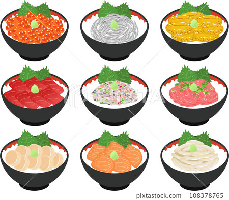 Seafood rice bowl set 108378765