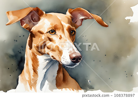 watercolor picture of a cute dog 108378897