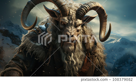Portrait of Kramus, Christmas holidays and carnivals, culture of European countries, winter holidays 108379082