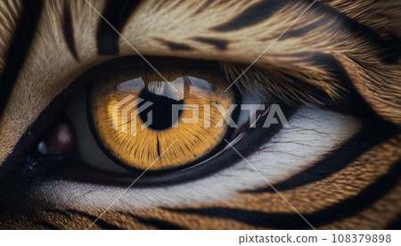 Closeup of tiger eye. Macro of animal eye. Generative AI 108379898